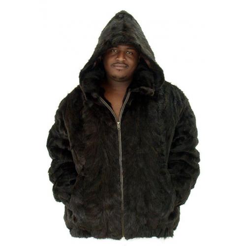 Winter Fur Brown Genuine Mink Fur Bomber Jacket /Detachable Hood